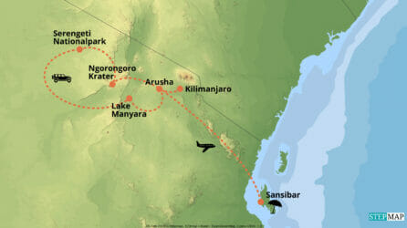 StepMap-Karte-Tansania-Afrikas-vielfaeltige-Tierwelt-entdecken-Baden-auf-Sansibar